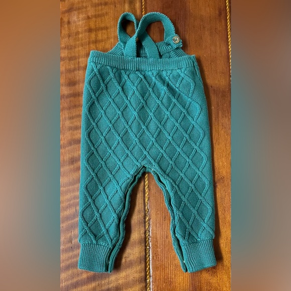 Hannah Anderson Baby Emerald Green Knit Overalls 12-18 Months - Picture 8 of 12